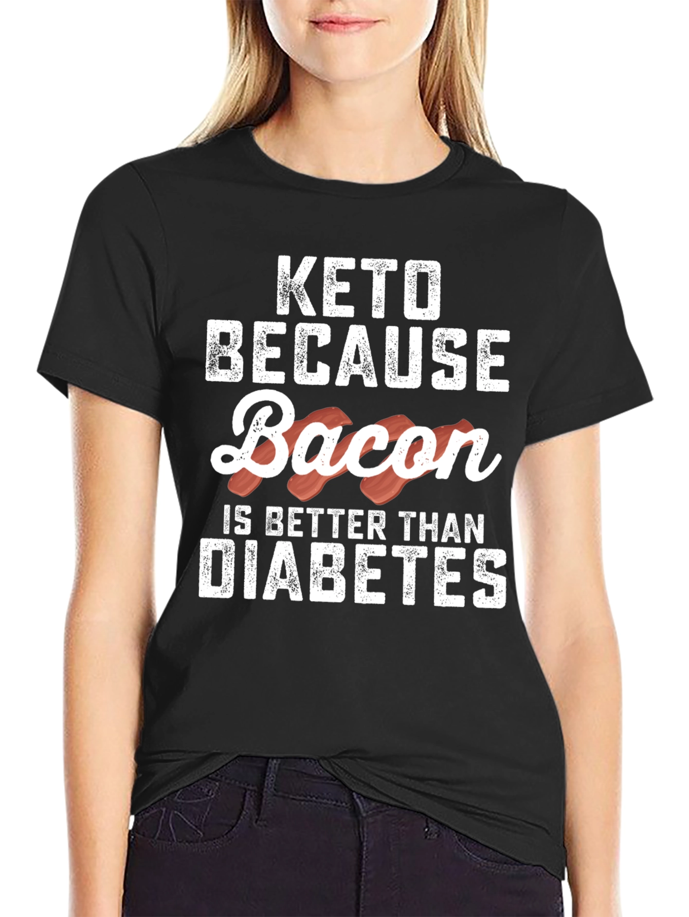 Keto Because Bacon T-Shirt Funny Graphic Tee