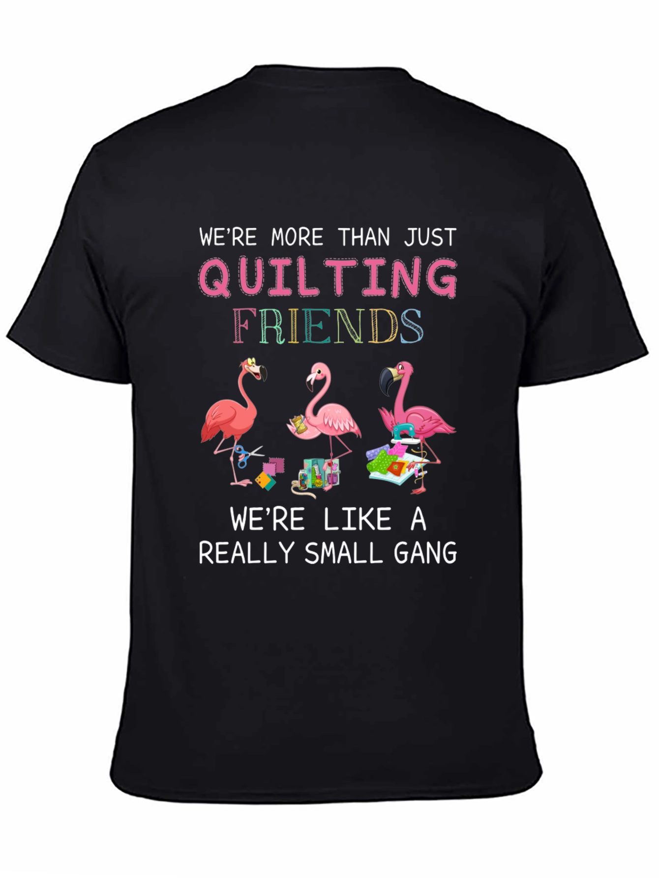 Quilting Friends Flamingo Black T-Shirt
