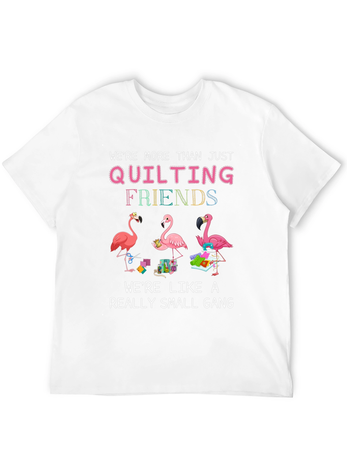 Quilting Friends Flamingo Black T-Shirt