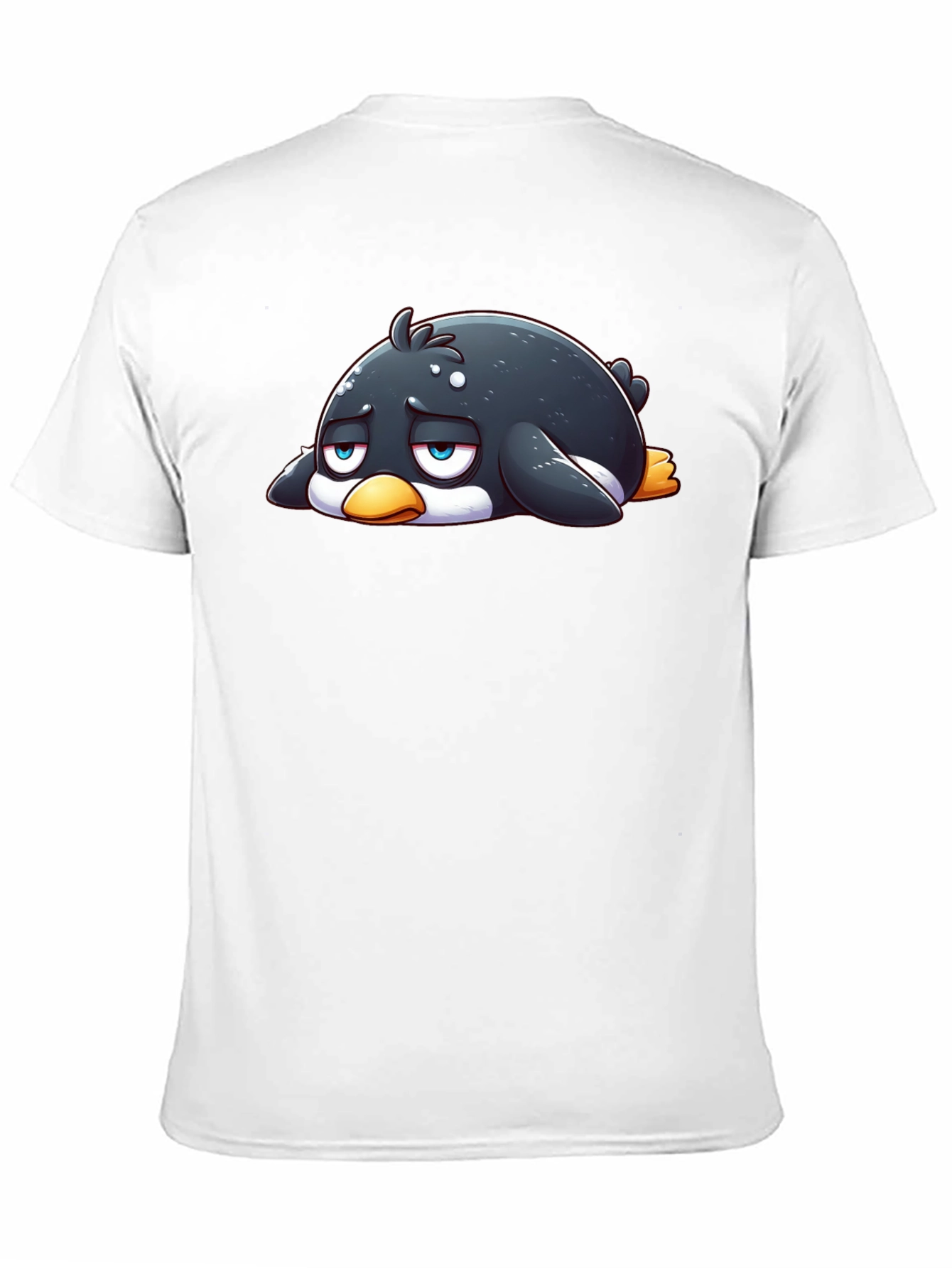 Sad Penguin Graphic Tee - Black Cotton Blend
