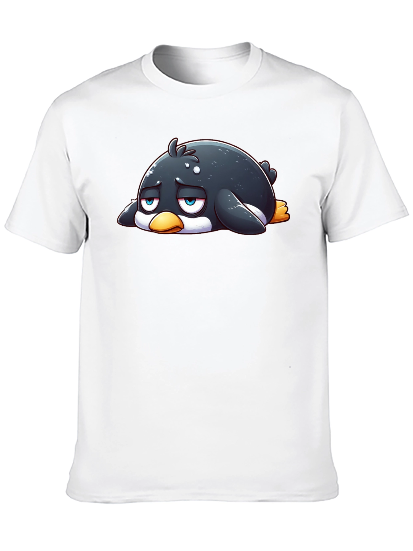 Sad Penguin Graphic Tee - Black Cotton Blend