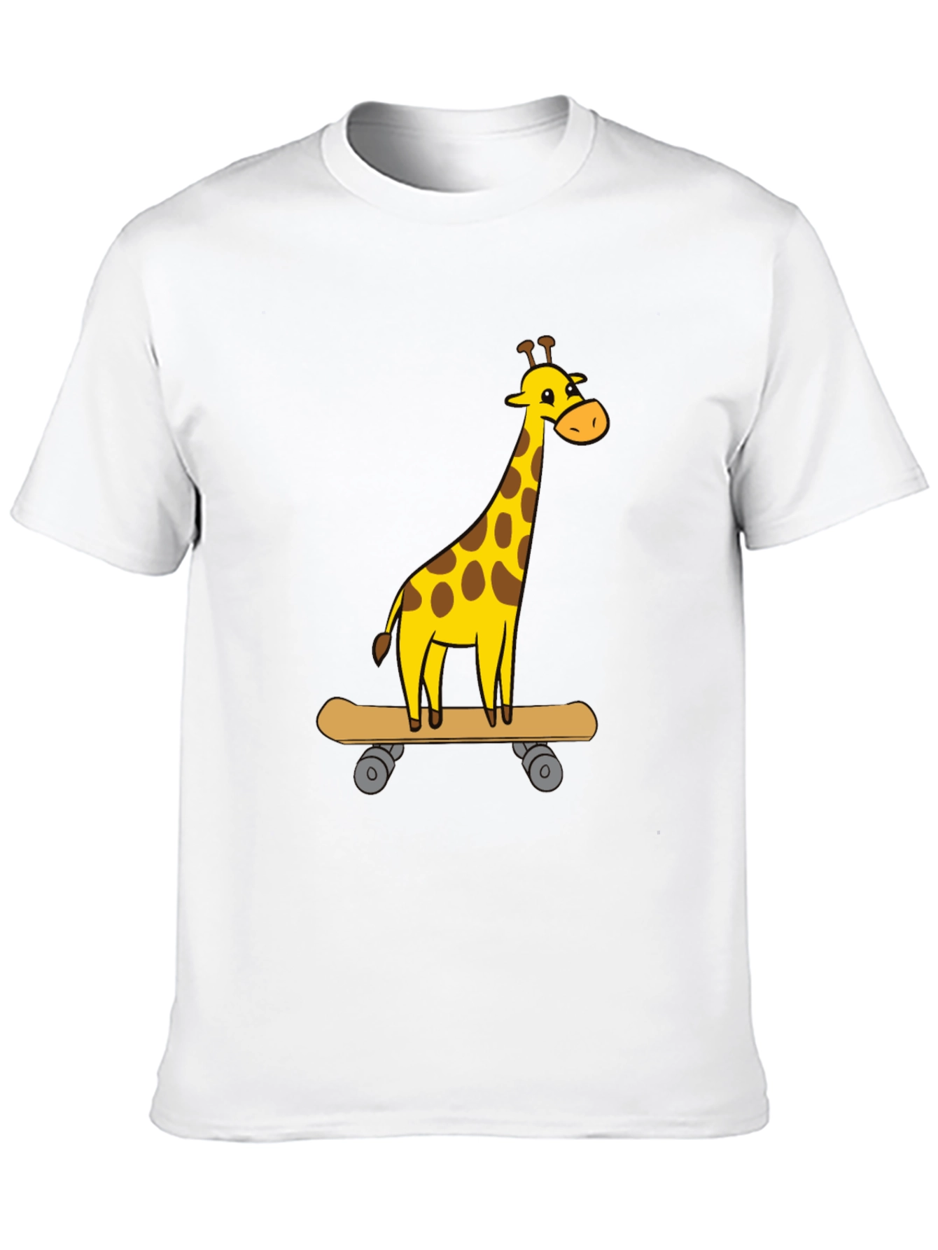 Giraffe Skateboarder Graphic Tee - Cool Animal Cartoon Shirt