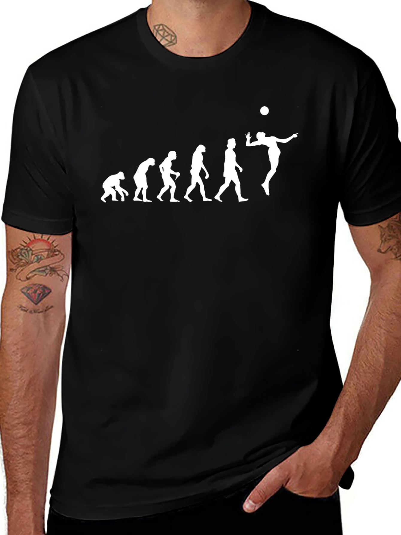 Volleyball Evolution Graphic Tee - Black Cotton T-Shirt