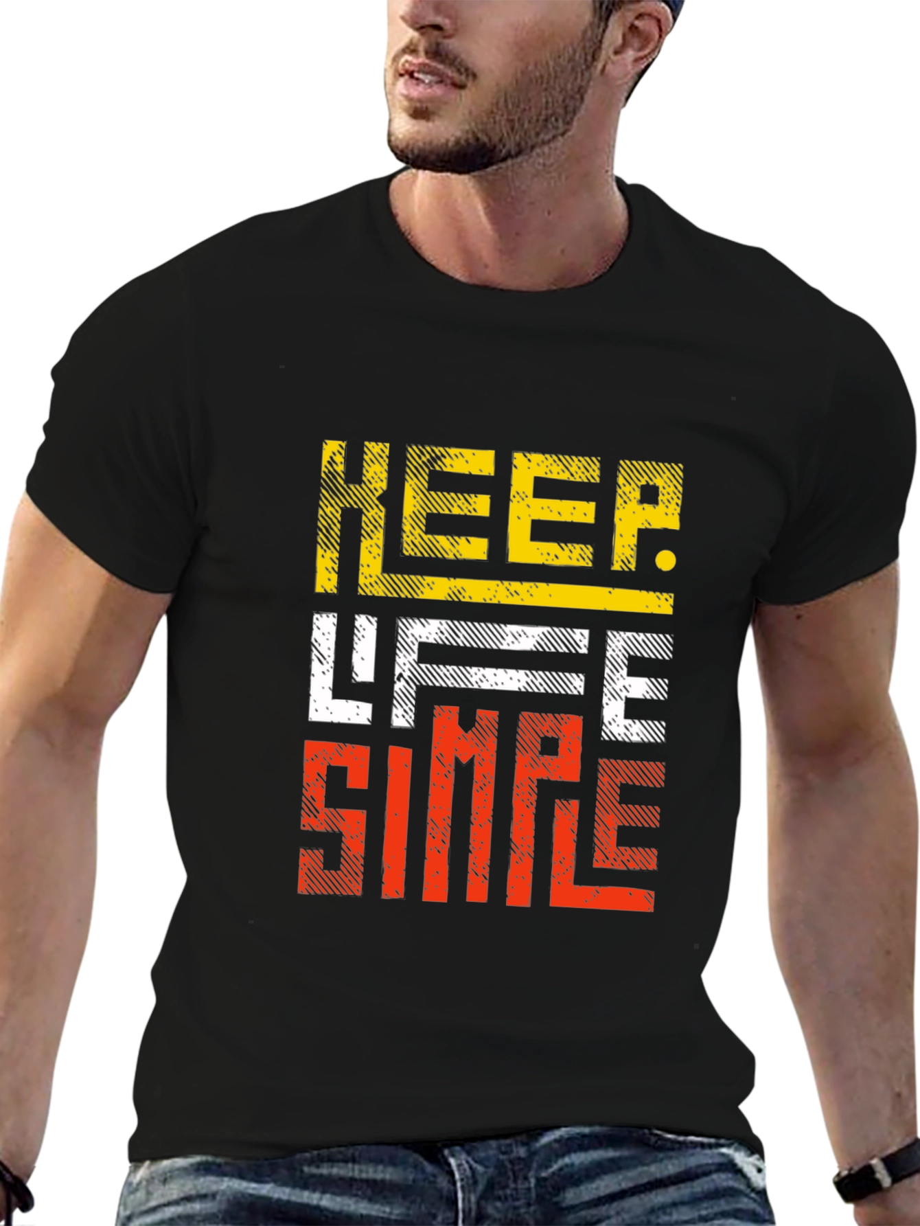 Keep Life Simple Graphic Tee - Casual Black T-Shirt