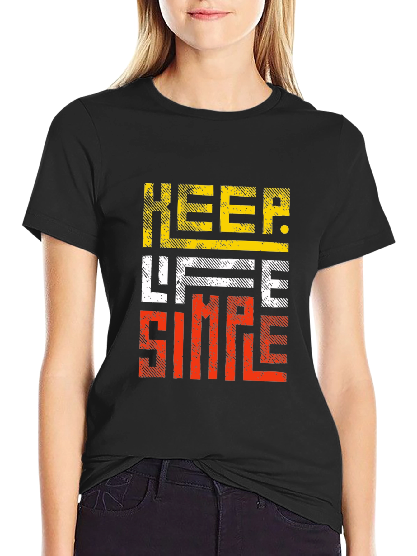 Keep Life Simple Graphic Tee - Casual Black T-Shirt