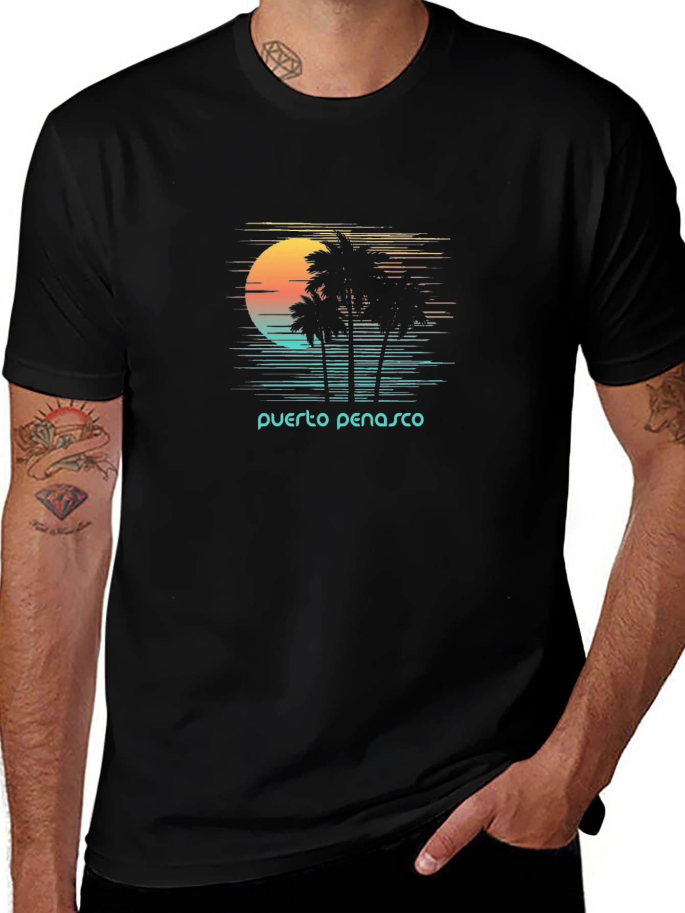 Puerto Penasco Sunset Palm T-Shirt
