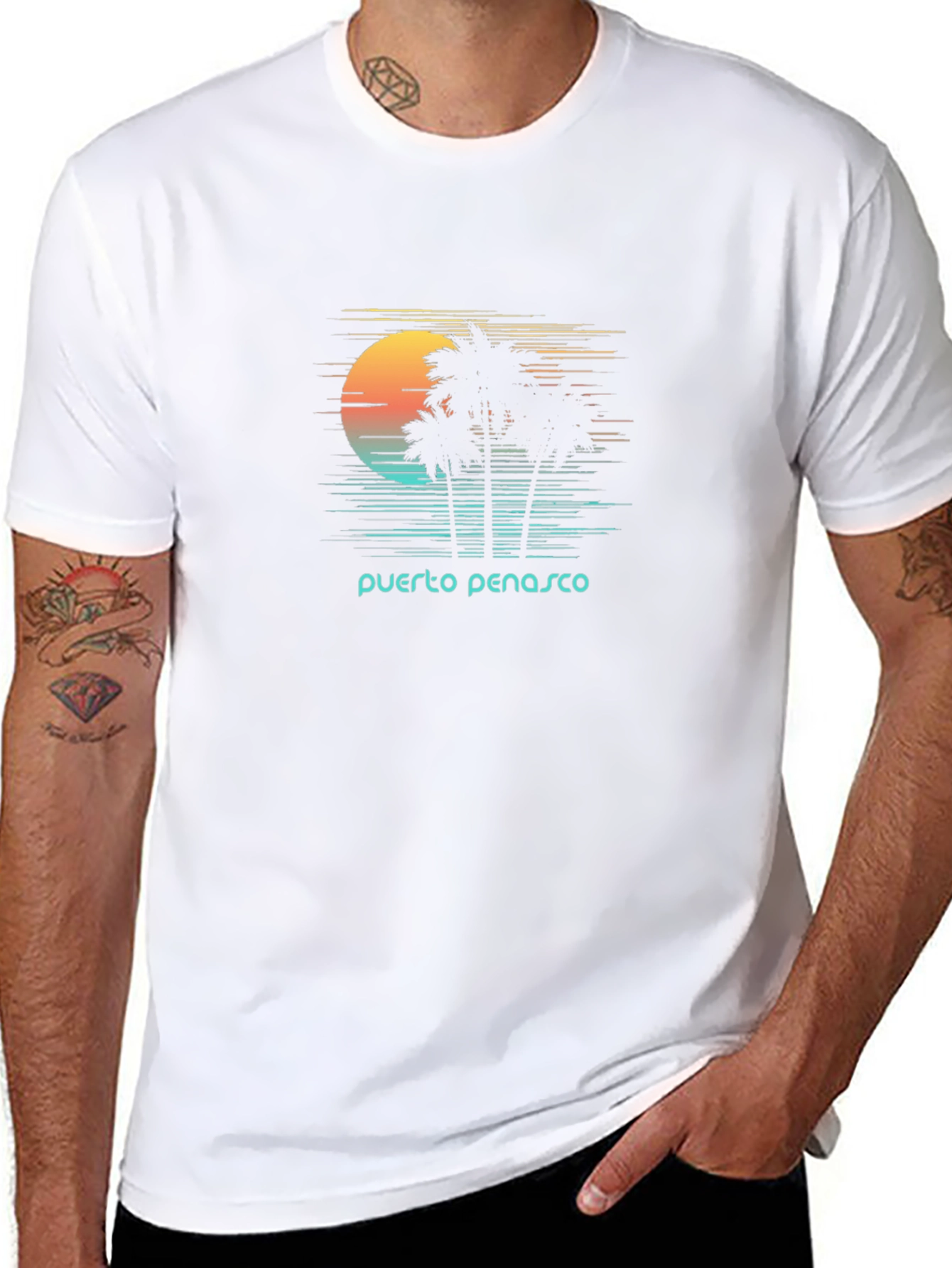 Puerto Penasco Sunset Palm T-Shirt