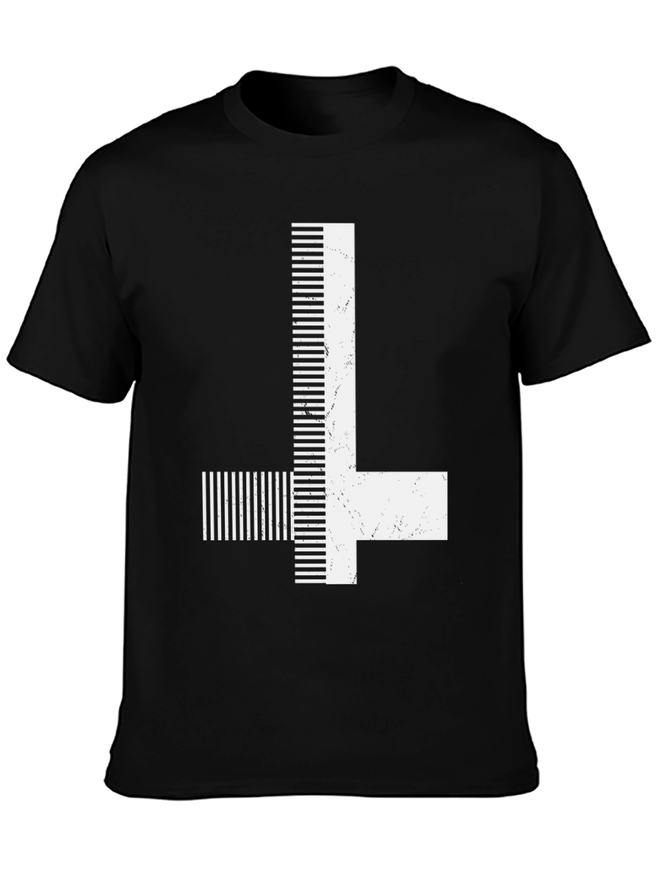 Inverted Cross Graphic Print Black T-Shirt