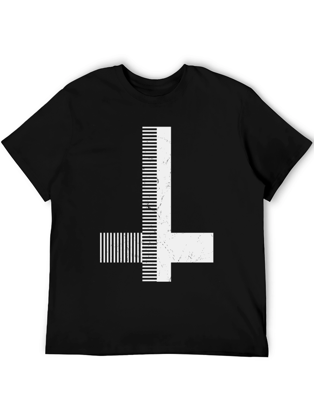 Inverted Cross Graphic Print Black T-Shirt
