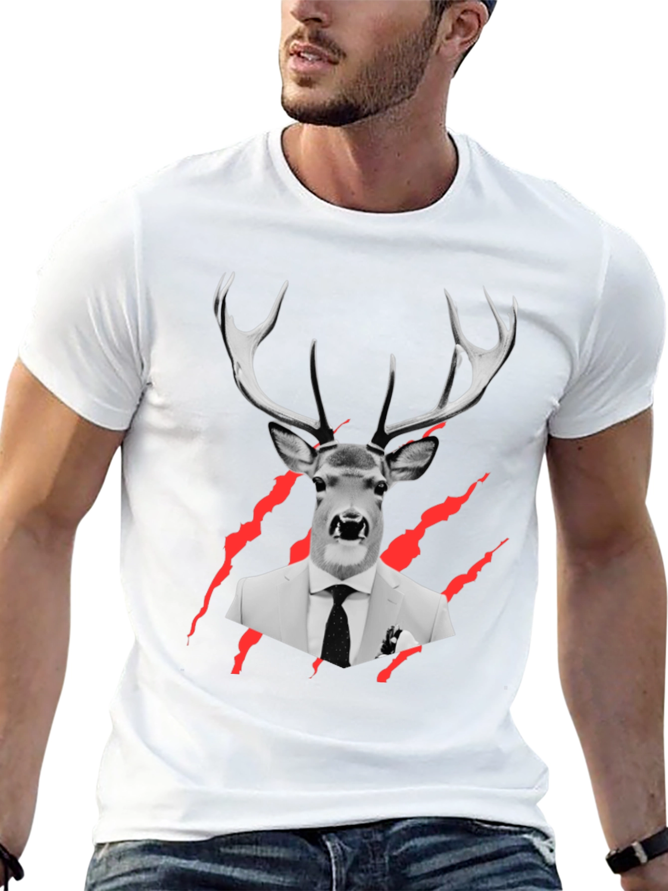 Deer in Suit Graphic Tee
