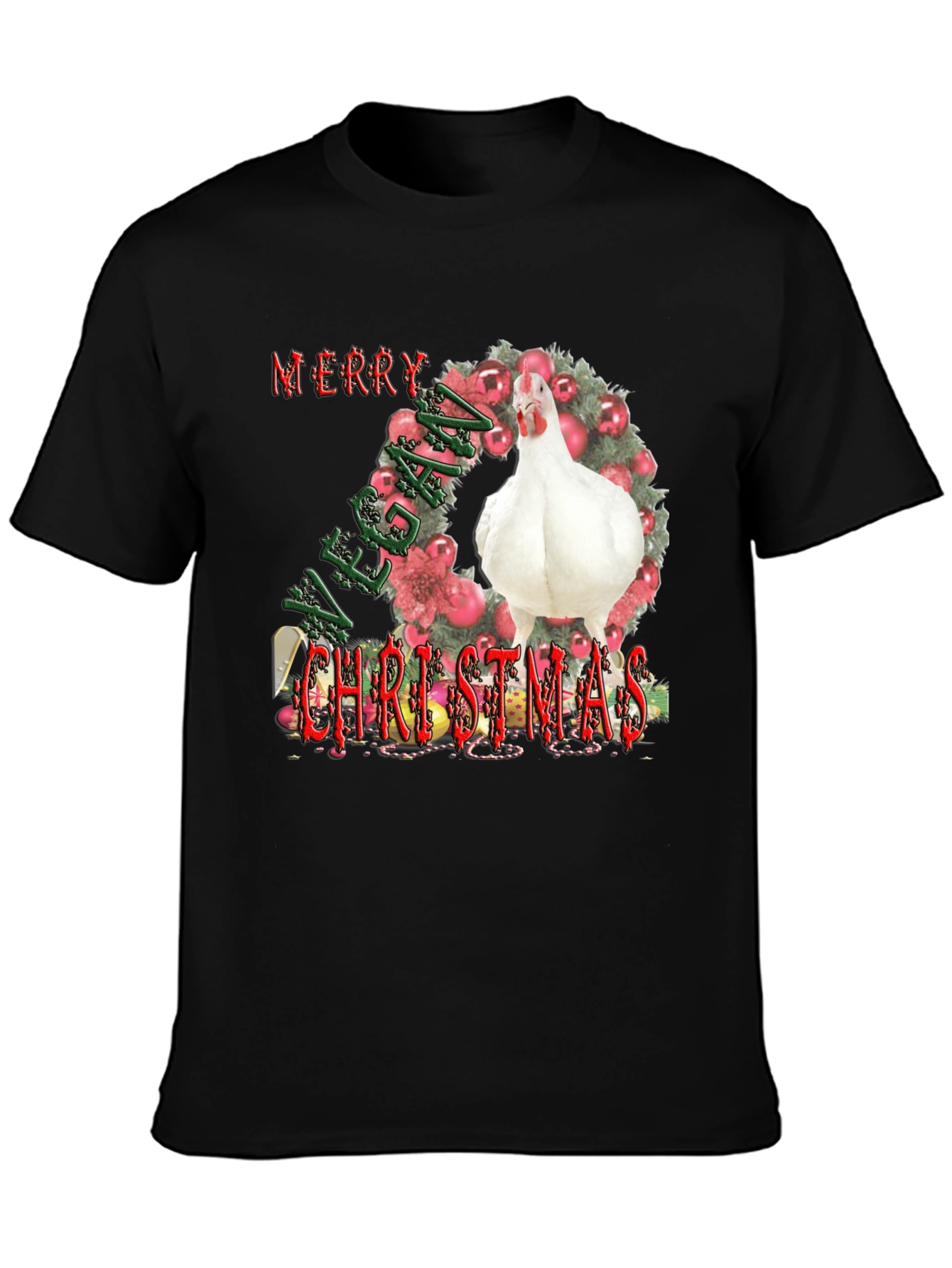 Vegan Christmas T-Shirt with Chicken
