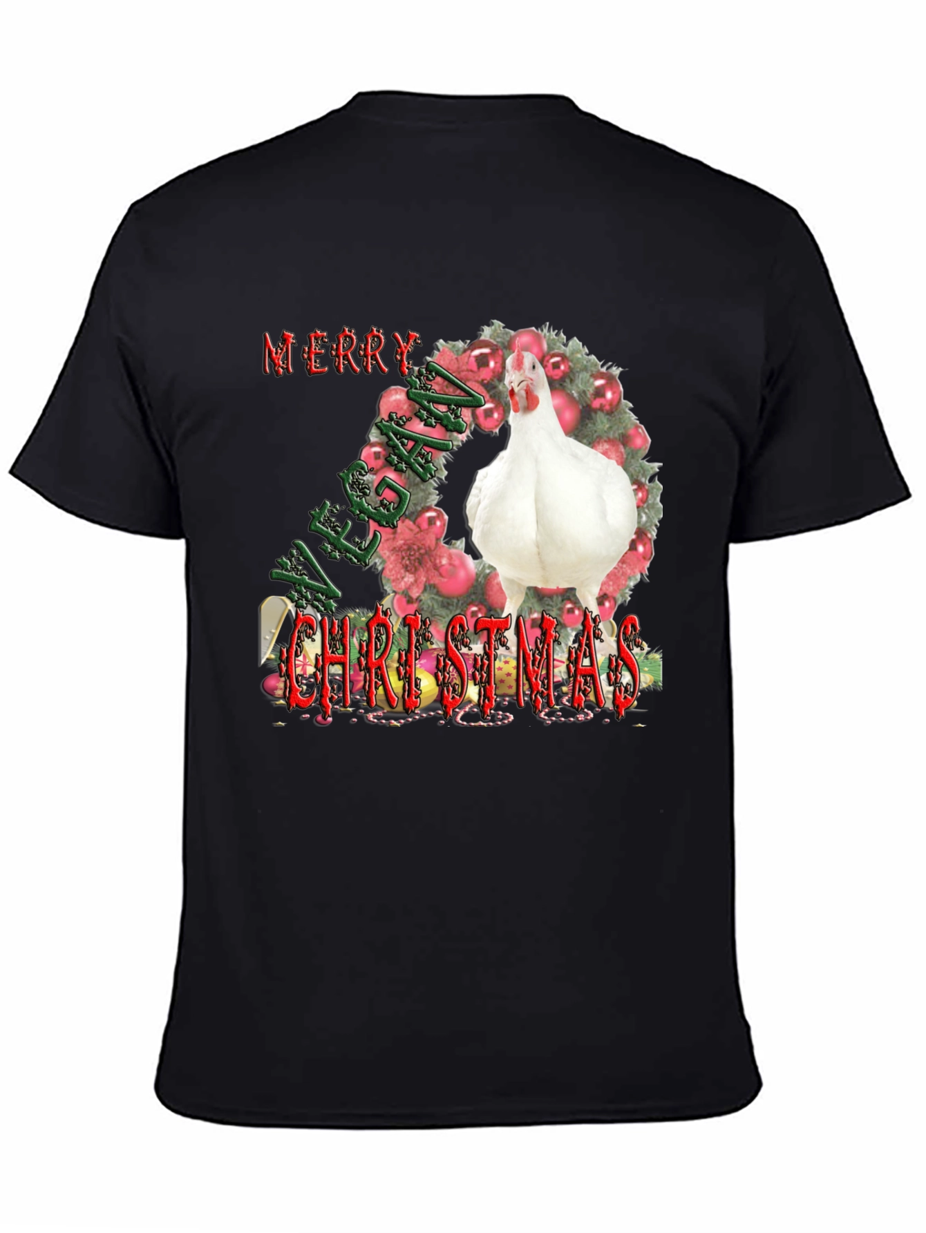 Vegan Christmas T-Shirt with Chicken