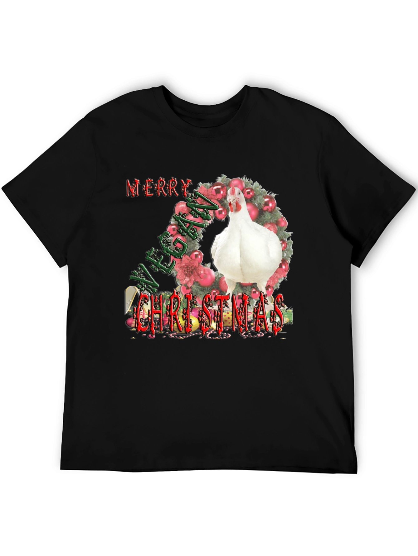 Vegan Christmas T-Shirt with Chicken