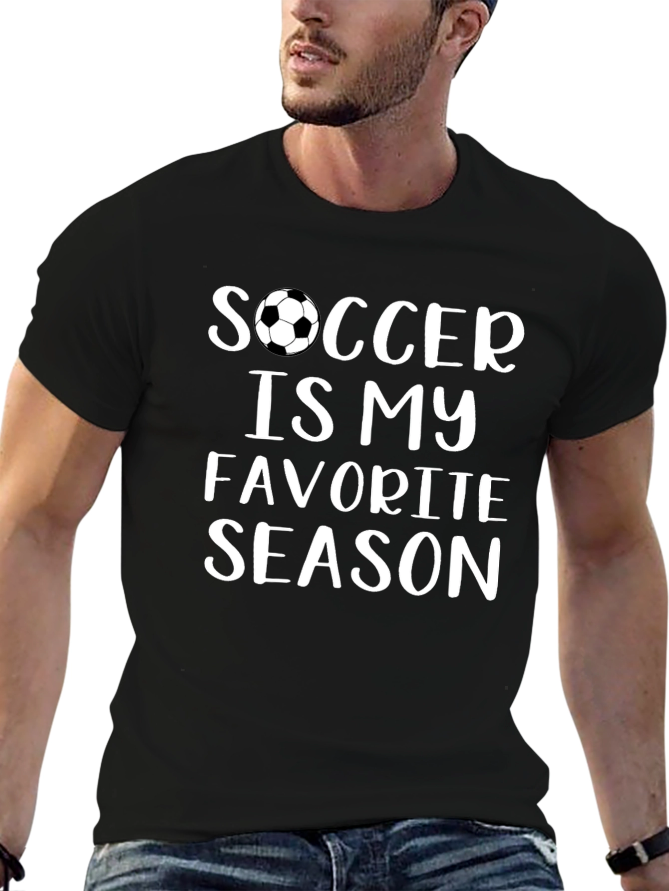 Soccer Is My Favorite Season Black T-Shirt