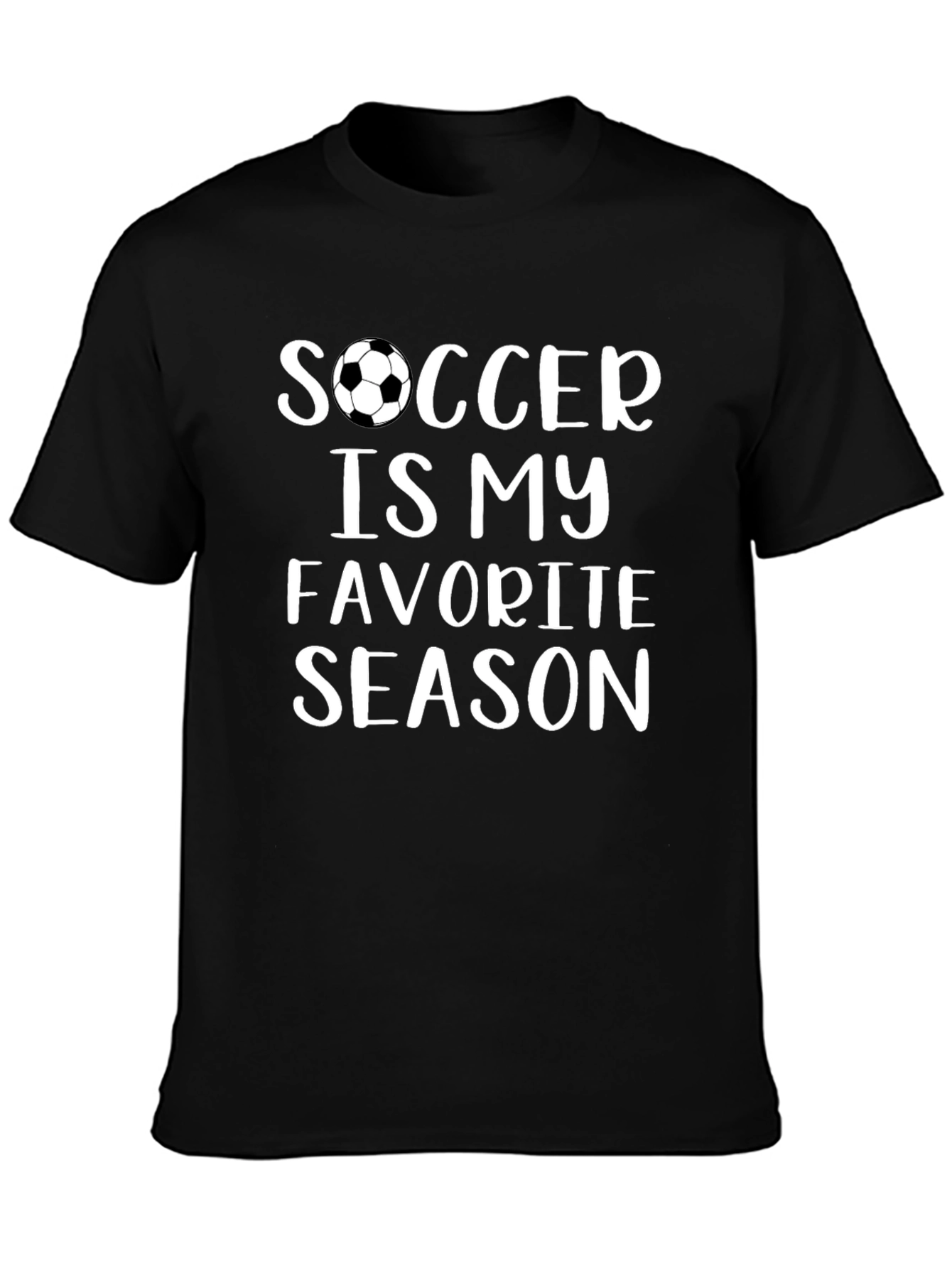 Soccer Is My Favorite Season Black T-Shirt