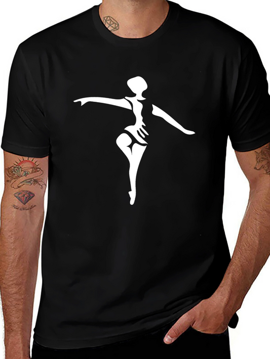 Black T-Shirt with Ballerina Print