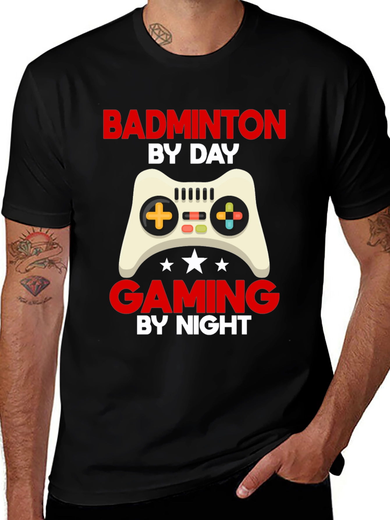 Badminton by Day Gaming by Night Graphic T-Shirt
