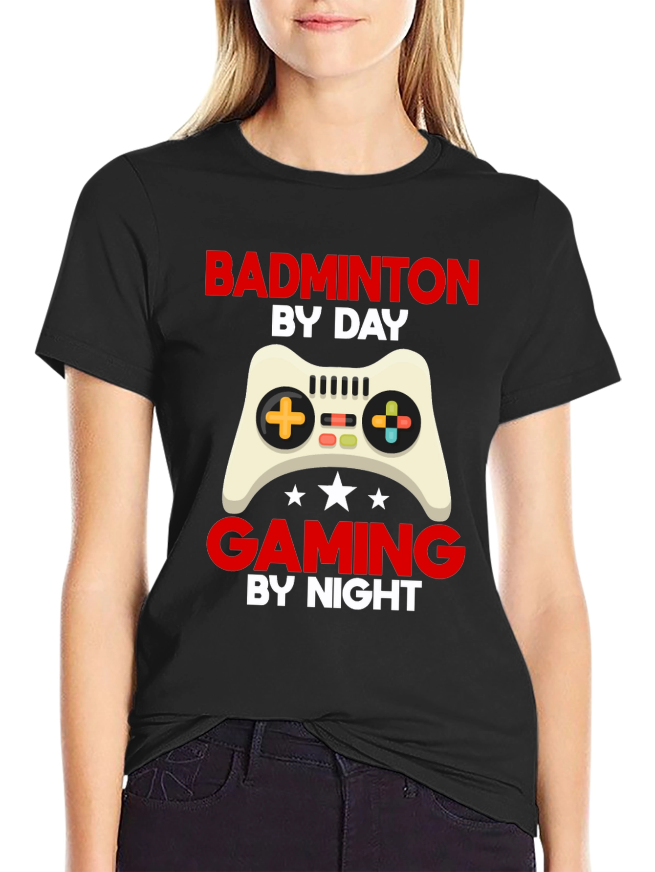 Badminton by Day Gaming by Night Graphic T-Shirt
