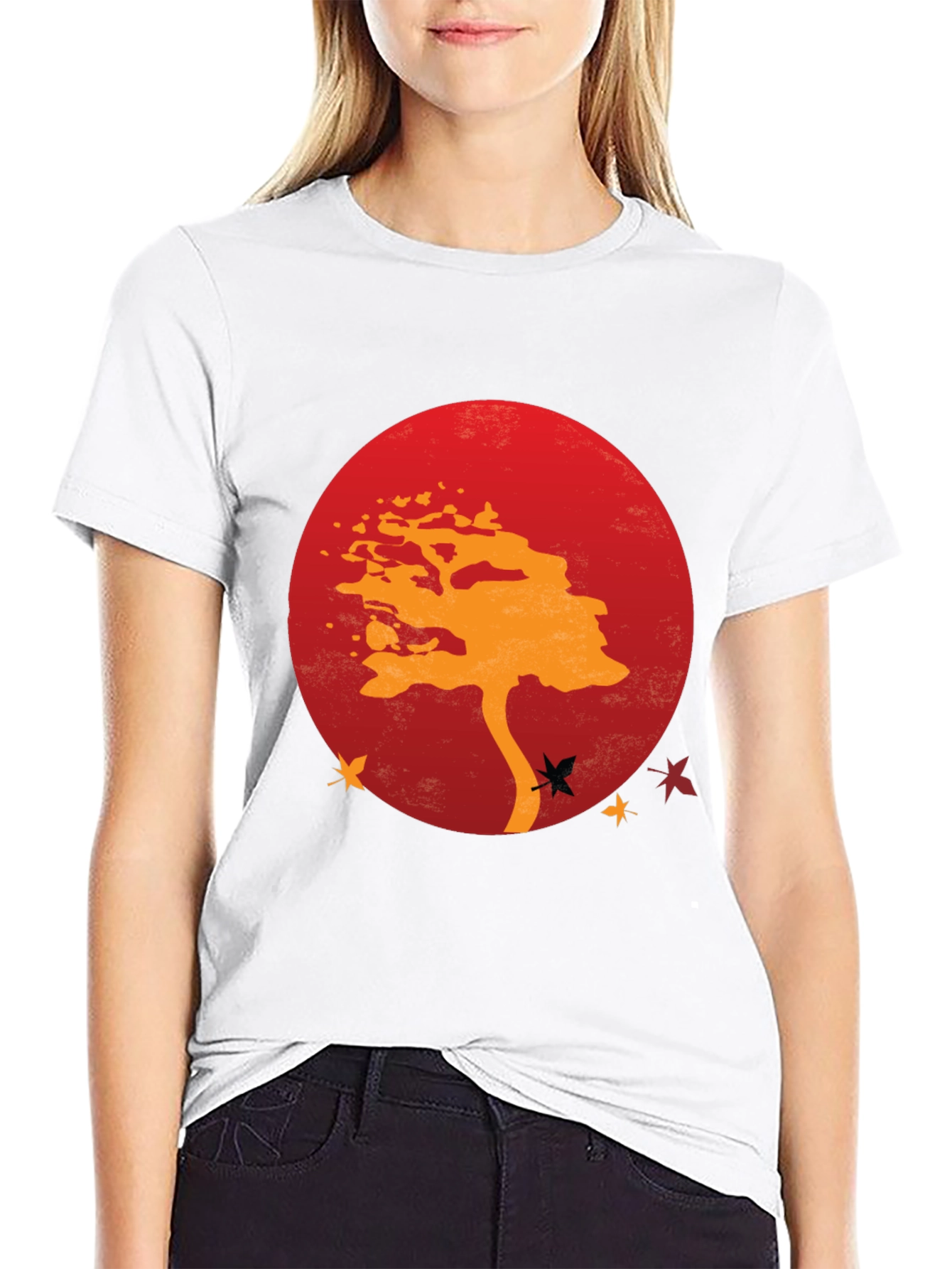 Zen Tree Graphic Tee - Red Sunset Black T-Shirt