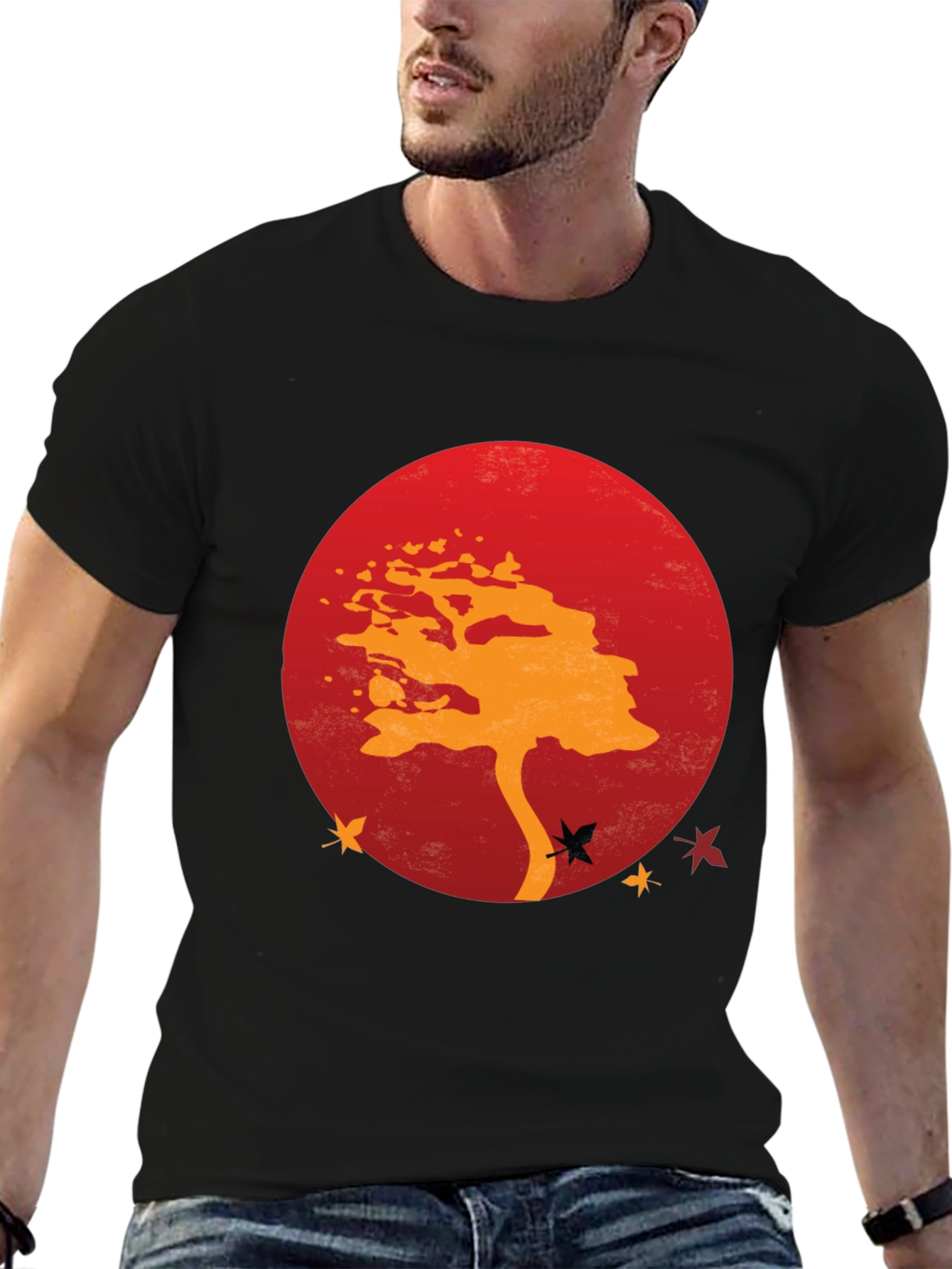 Zen Tree Graphic Tee - Red Sunset Black T-Shirt