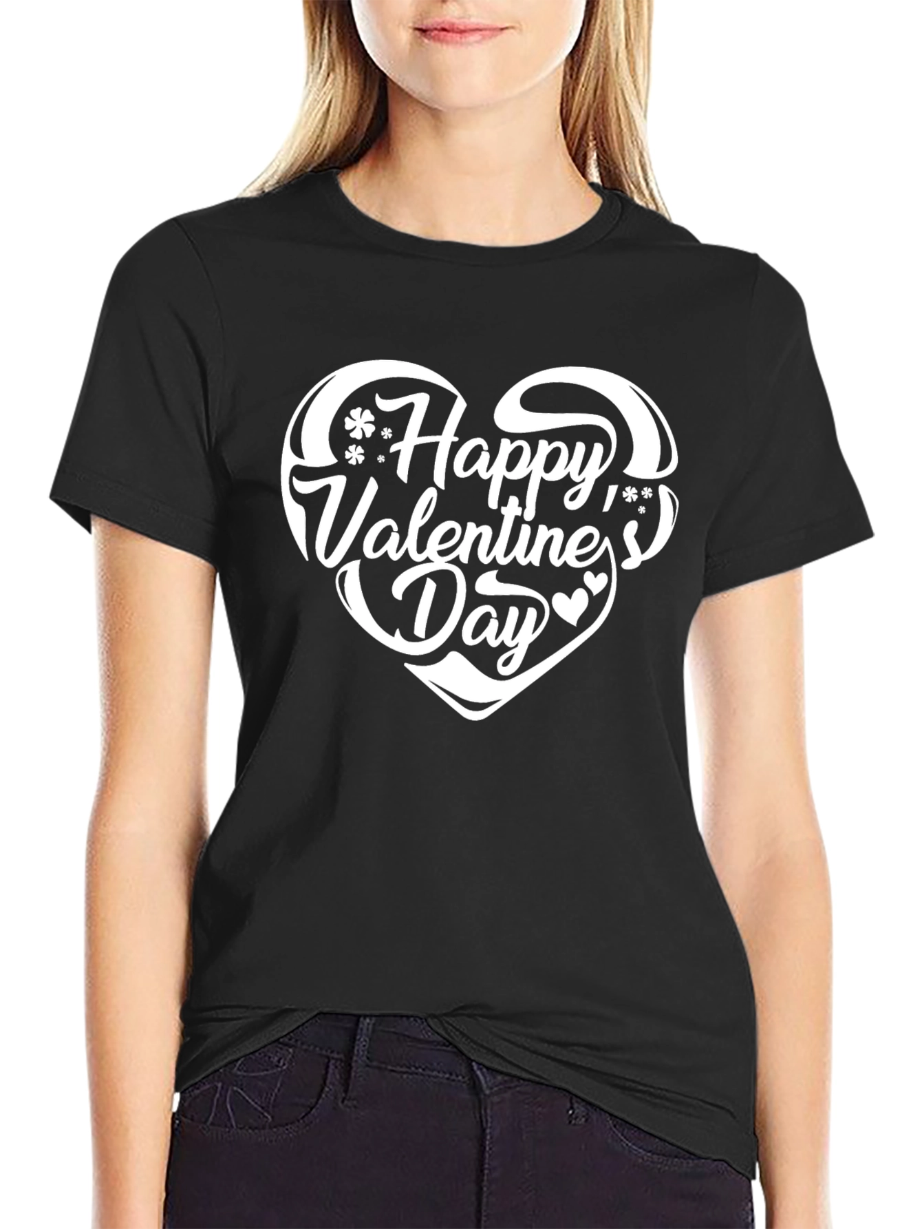 Happy Valentines Day Black T-Shirt