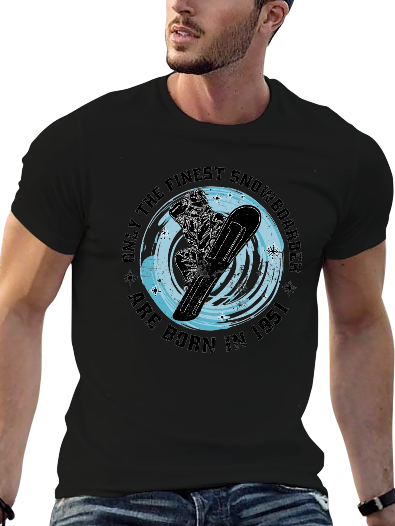 Finest Snowboarder Born in 1951 Black T-Shirt