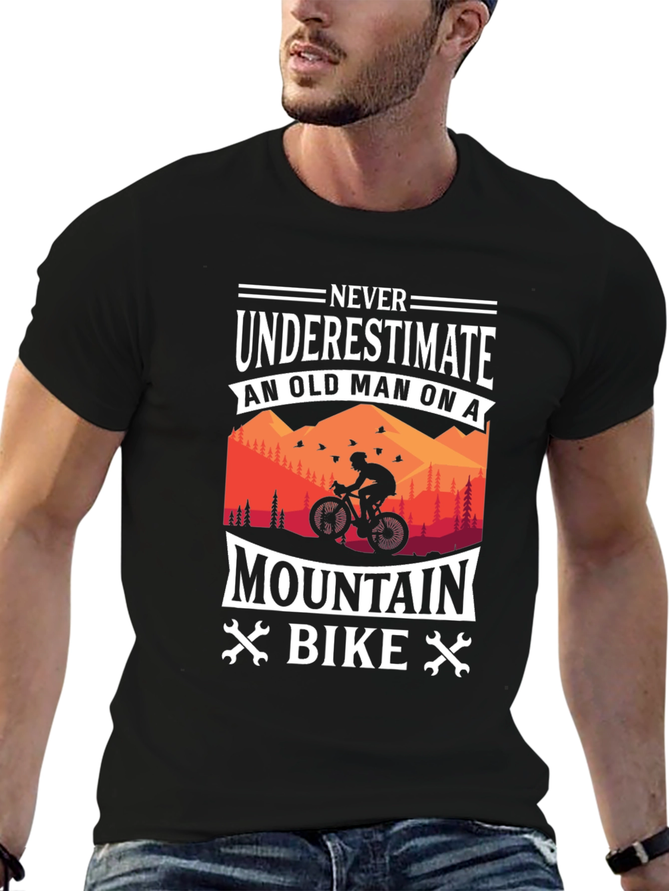 Mountain Bike Old Man Graphic T-Shirt