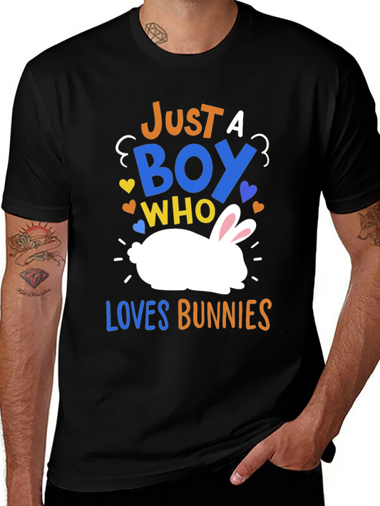 Just a Boy Who Loves Bunnies Graphic T-Shirt
