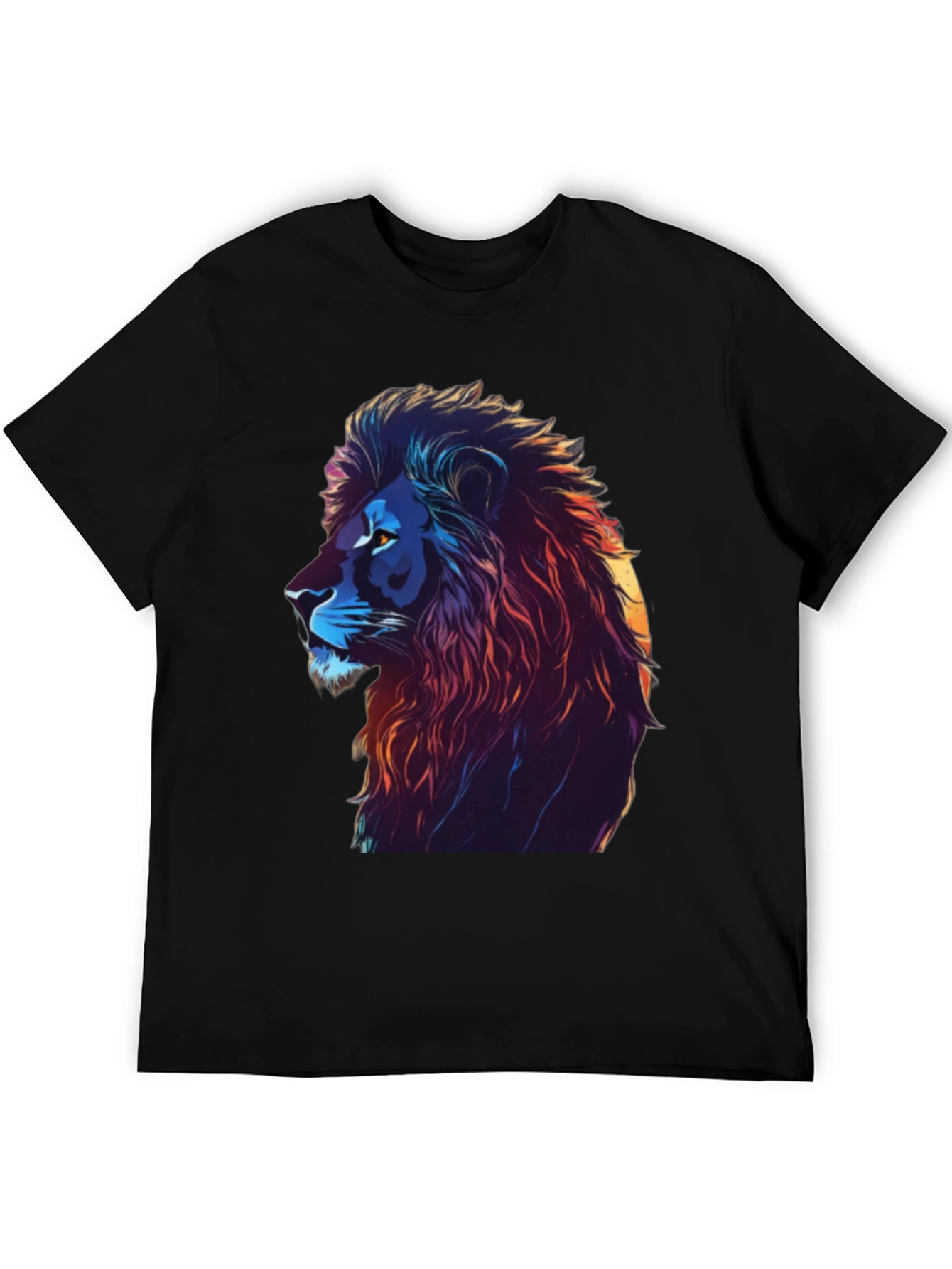 Lion Graphic Print Black T-Shirt