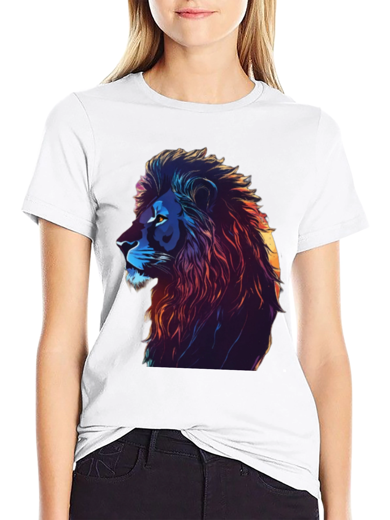 Lion Graphic Print Black T-Shirt