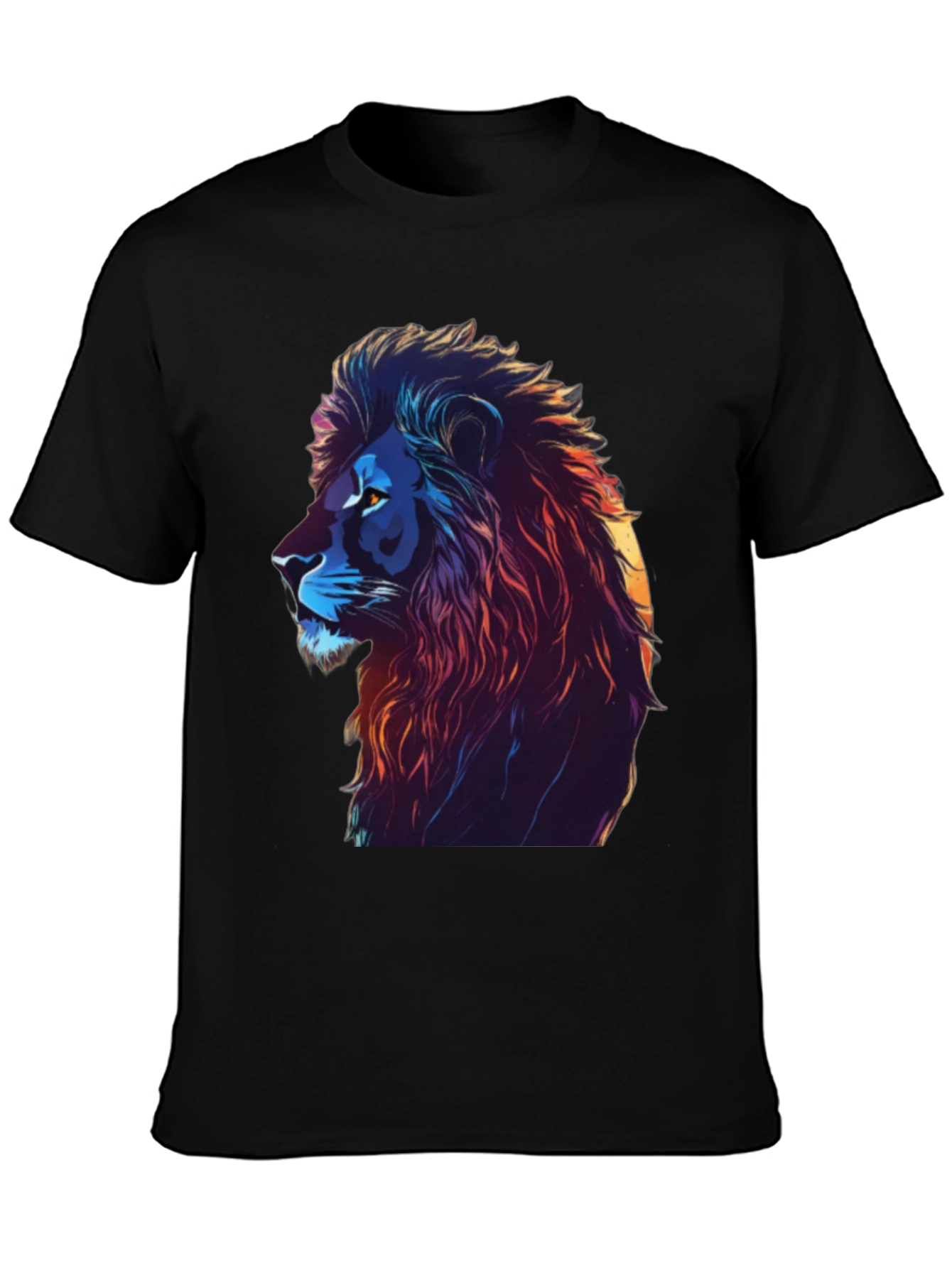 Lion Graphic Print Black T-Shirt