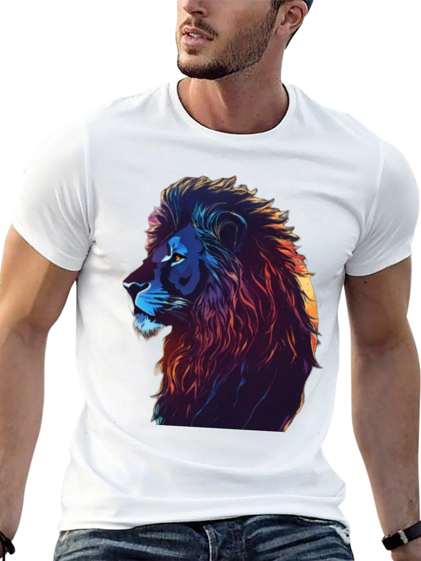 Lion Graphic Print Black T-Shirt