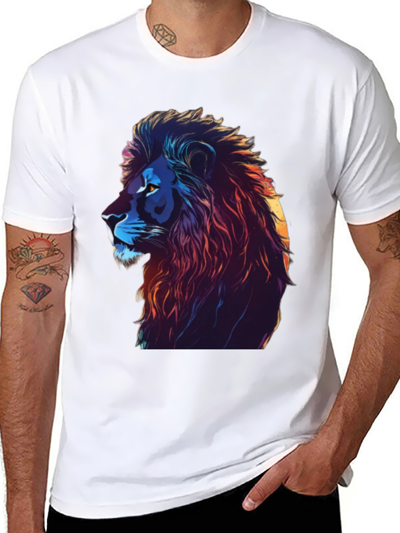 Lion Graphic Print Black T-Shirt