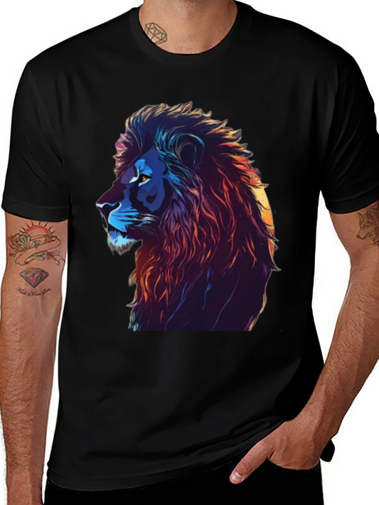 Lion Graphic Print Black T-Shirt