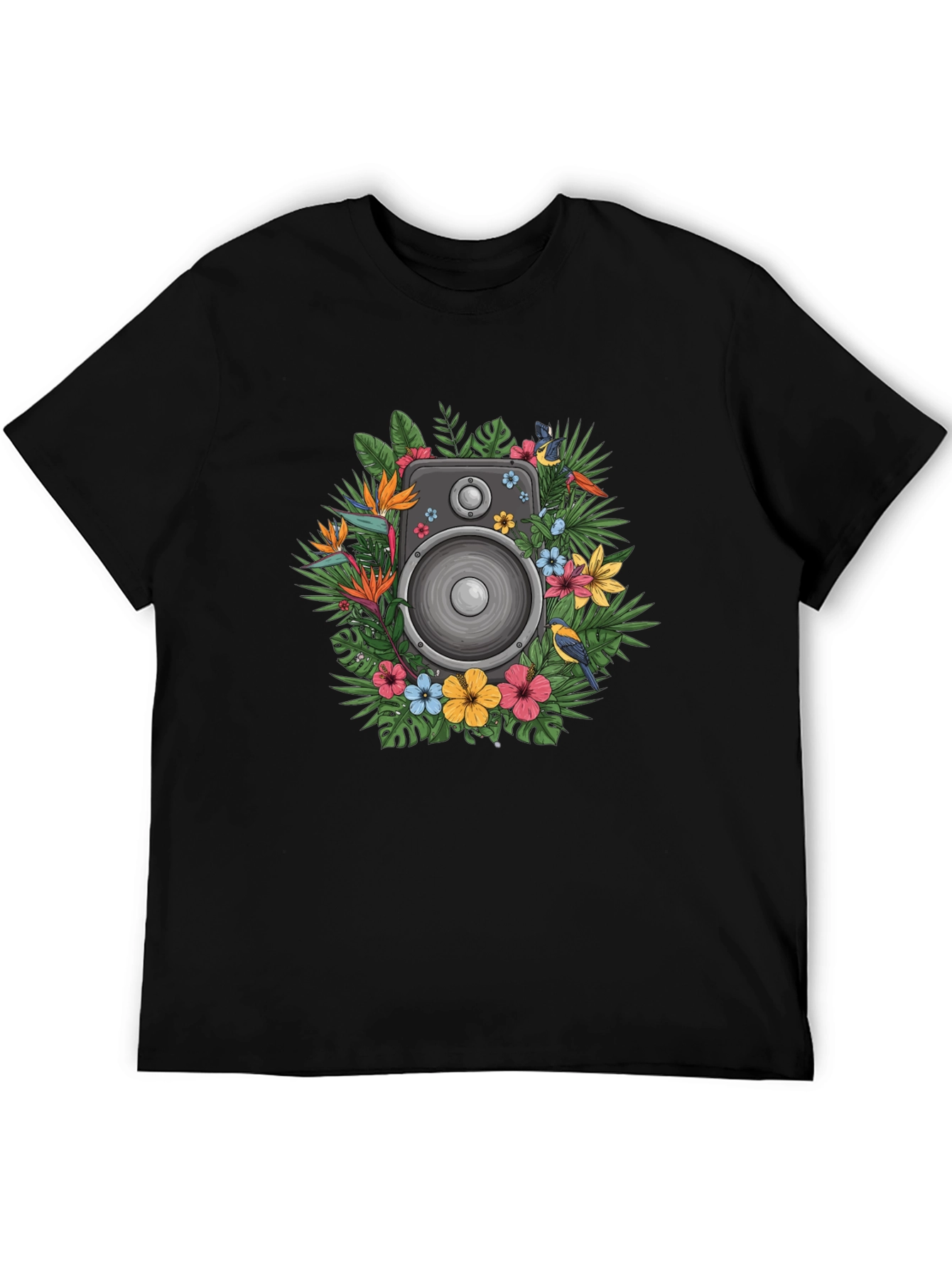 Floral Speaker Graphic Tee - Tropical Vibes