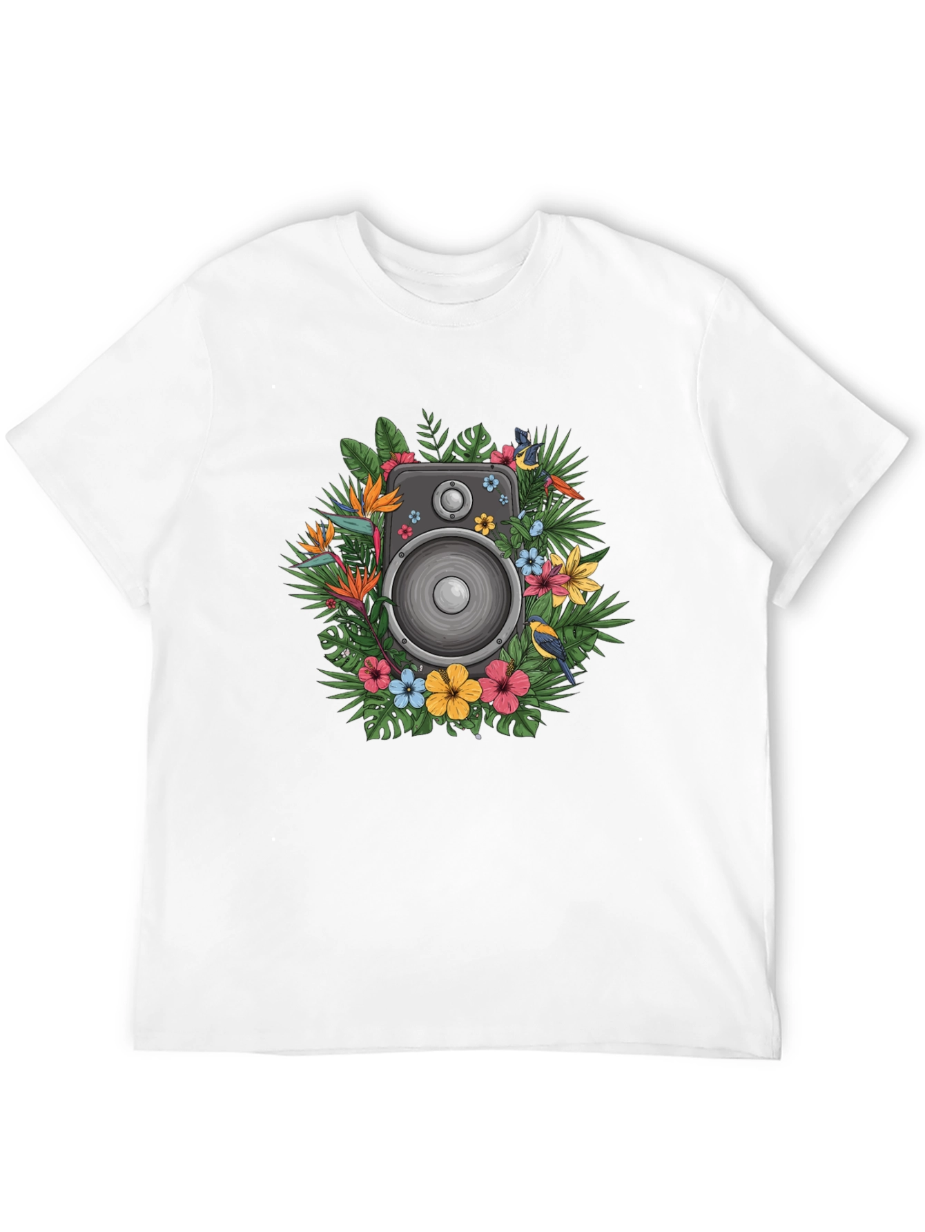 Floral Speaker Graphic Tee - Tropical Vibes