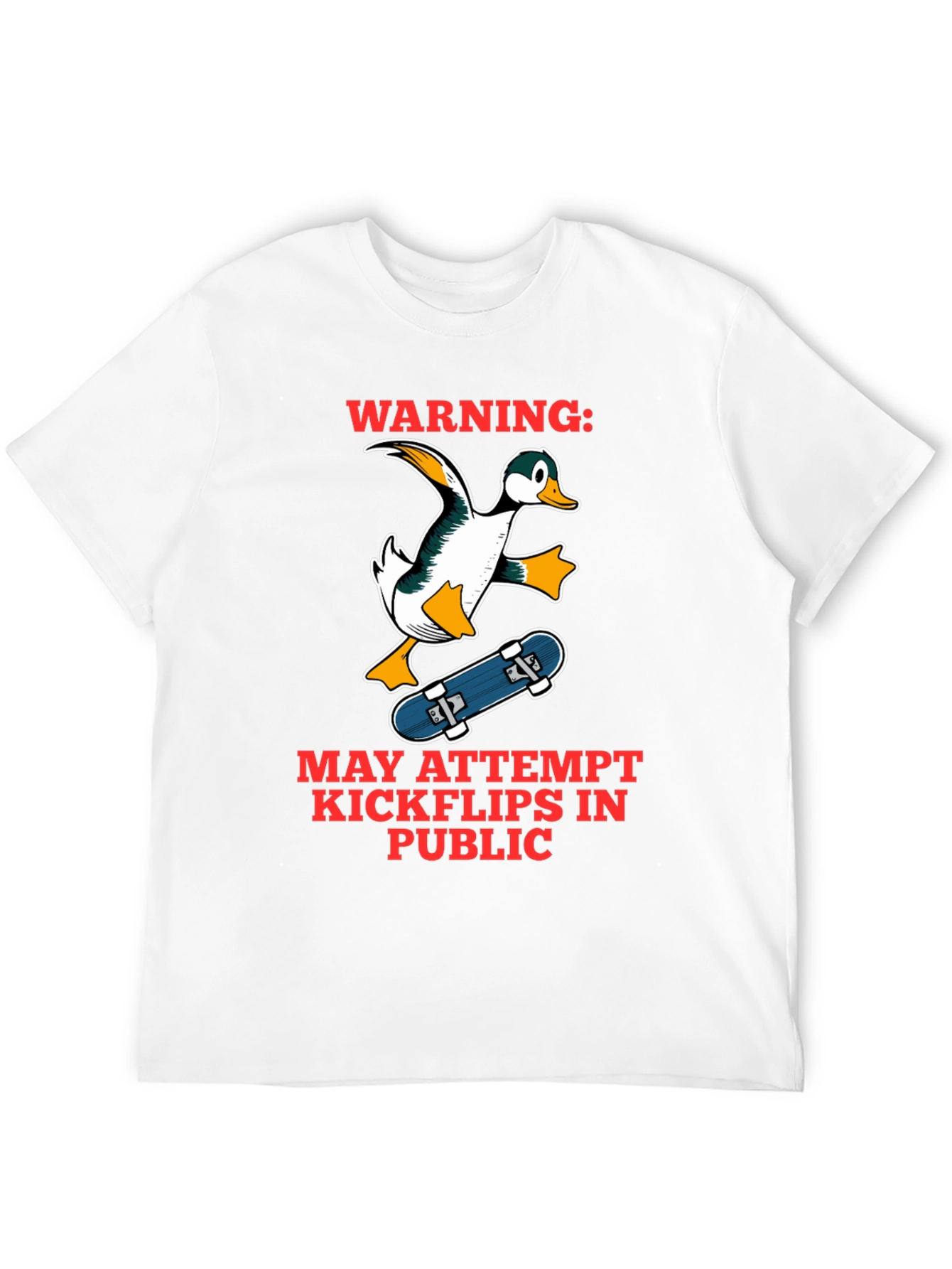 Funny Duck Skateboarder Graphic T-Shirt