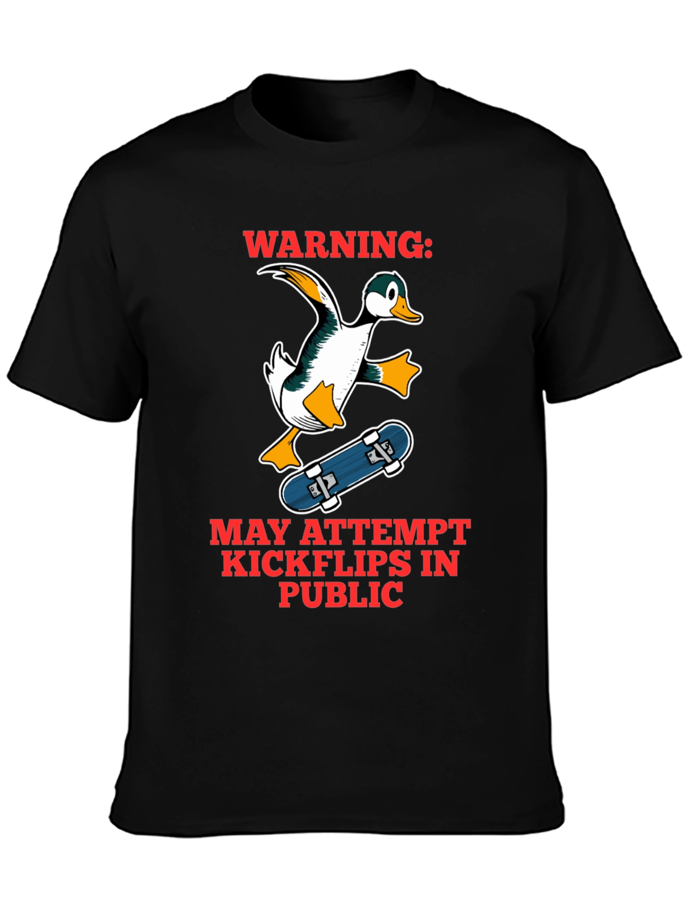 Funny Duck Skateboarder Graphic T-Shirt