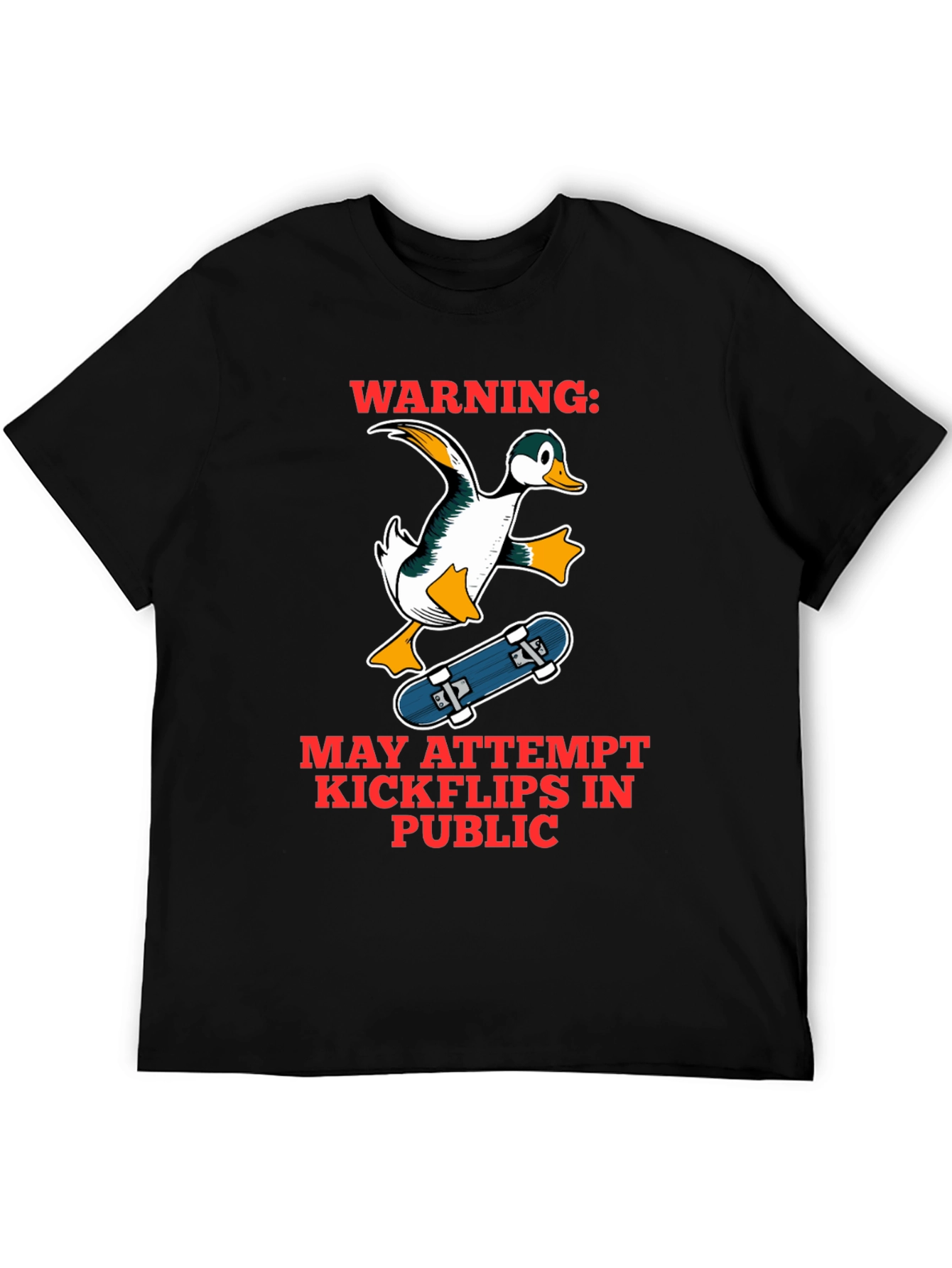Funny Duck Skateboarder Graphic T-Shirt