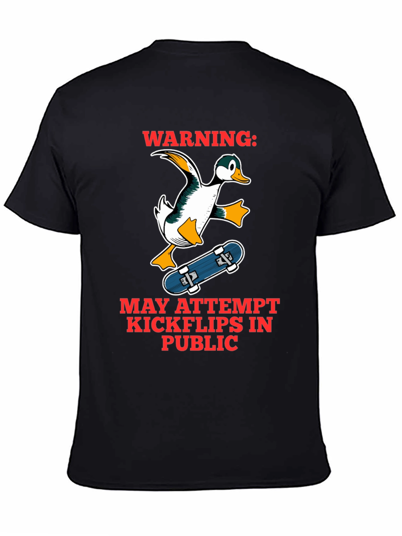 Funny Duck Skateboarder Graphic T-Shirt