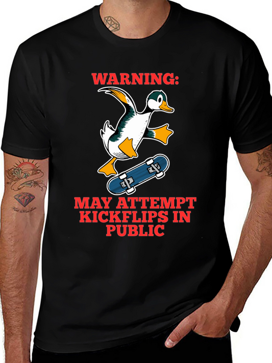 Funny Duck Skateboarder Graphic T-Shirt