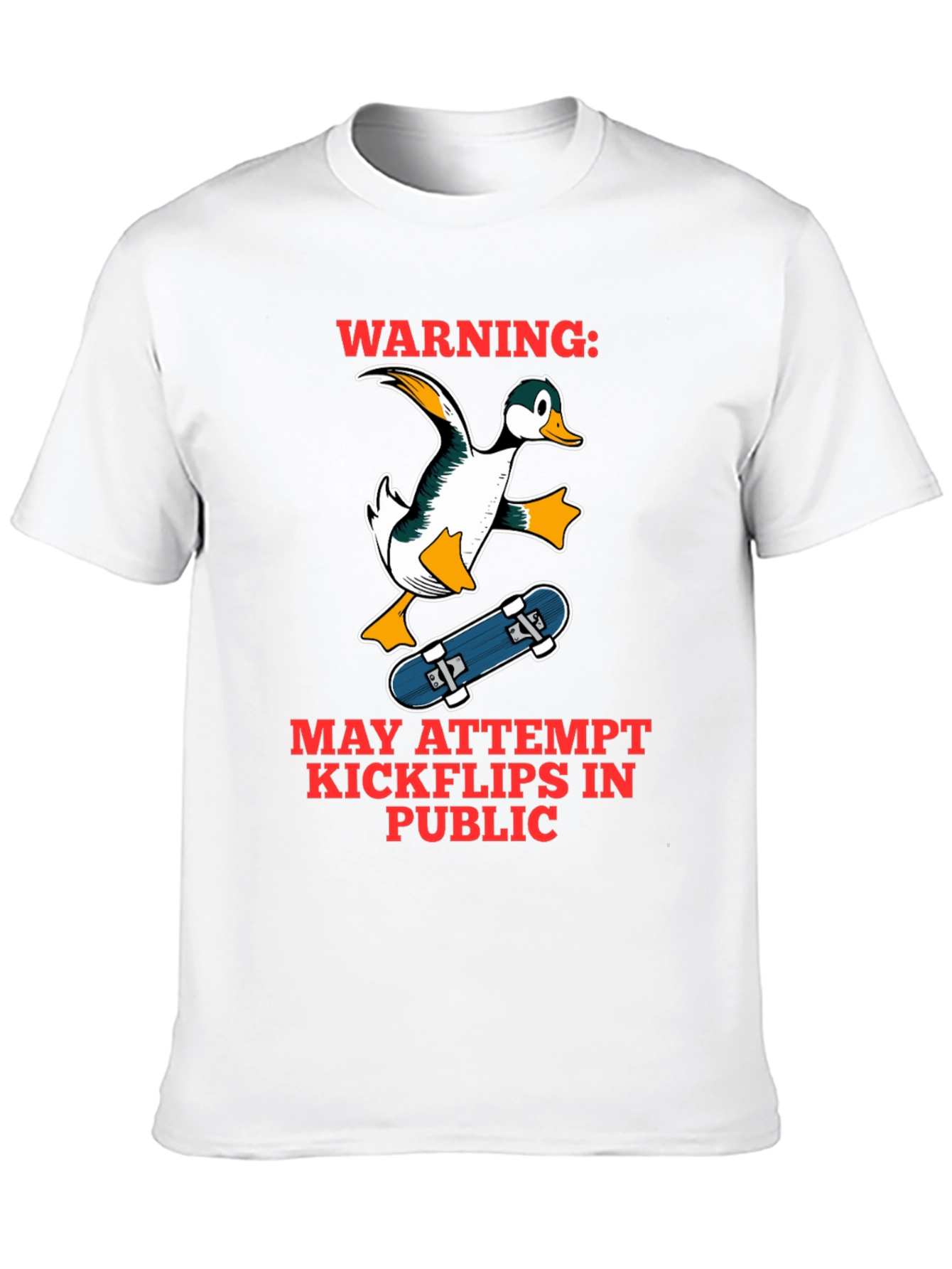 Funny Duck Skateboarder Graphic T-Shirt