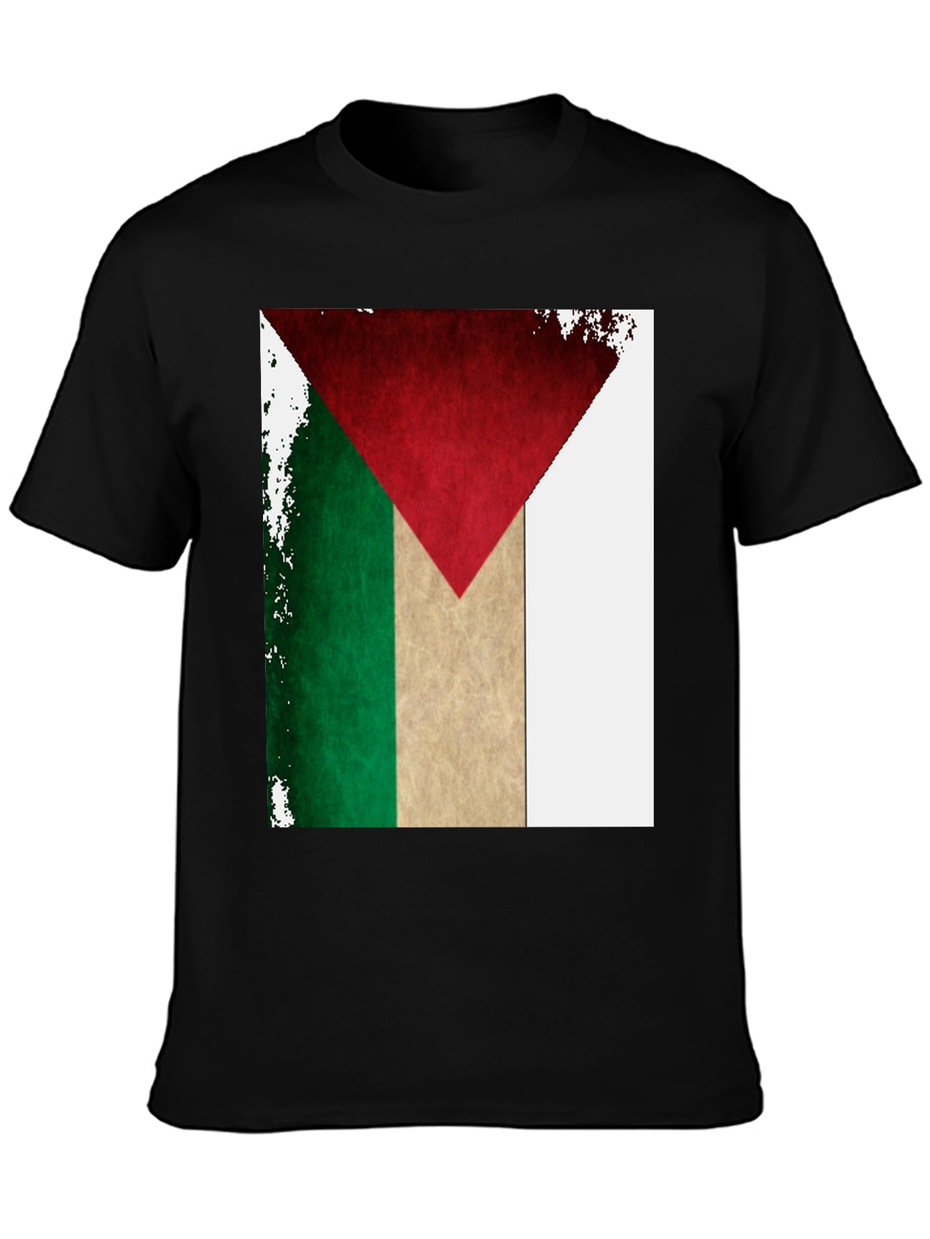 Palestine Flag T-Shirt: Distressed Design Black Tee