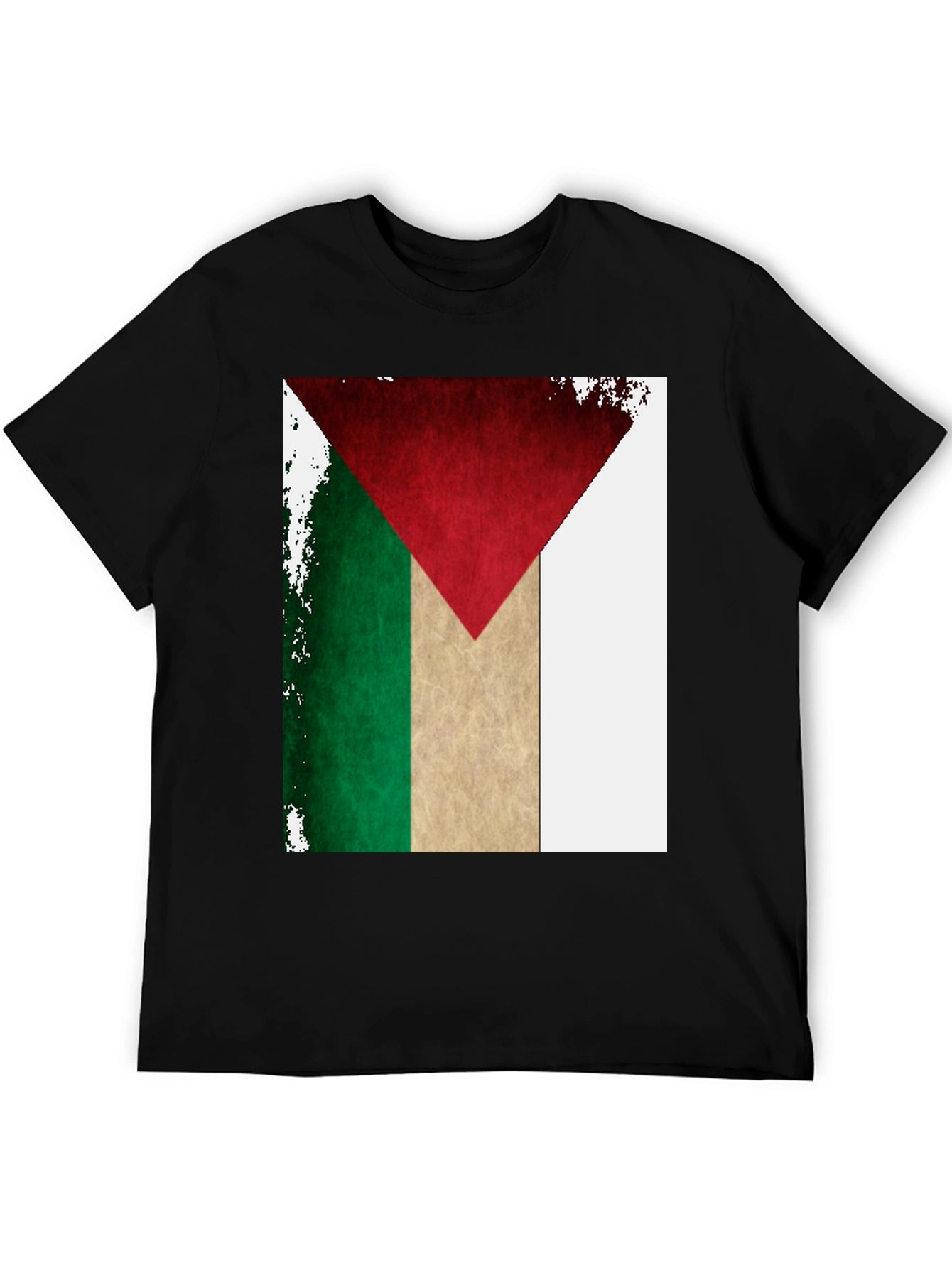 Palestine Flag T-Shirt: Distressed Design Black Tee