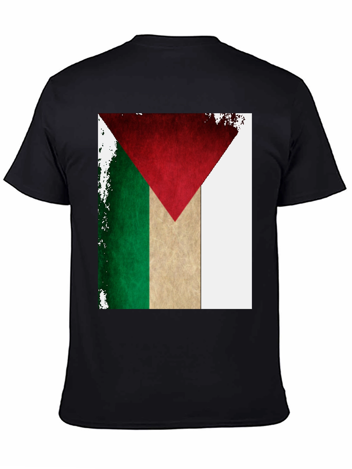 Palestine Flag T-Shirt: Distressed Design Black Tee