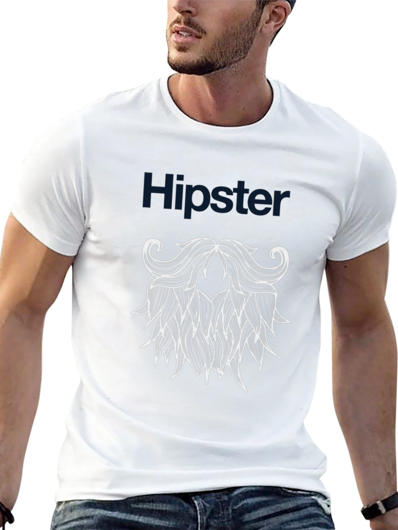 Hipster Beard Graphic T-Shirt - Trendy Black Tee
