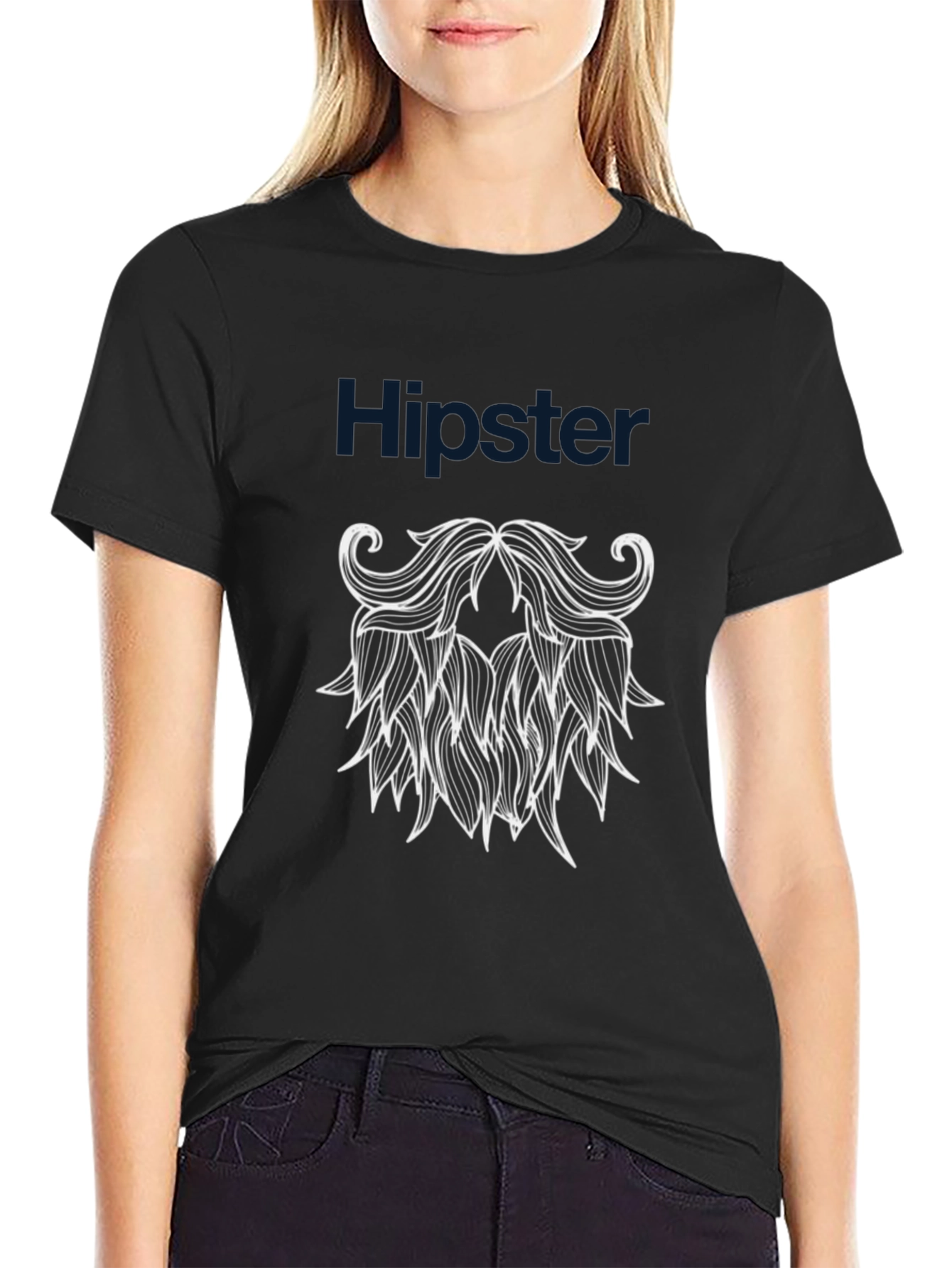 Hipster Beard Graphic T-Shirt - Trendy Black Tee
