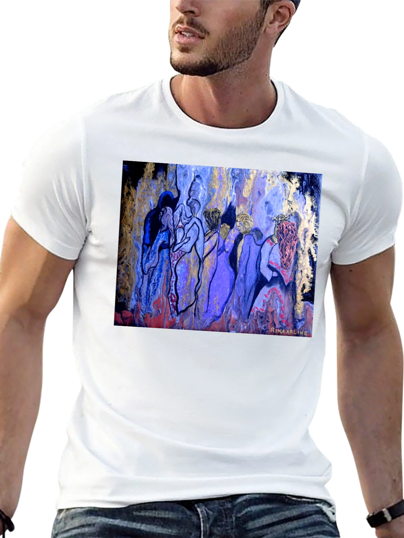 Abstract Women Art Print Black T-Shirt