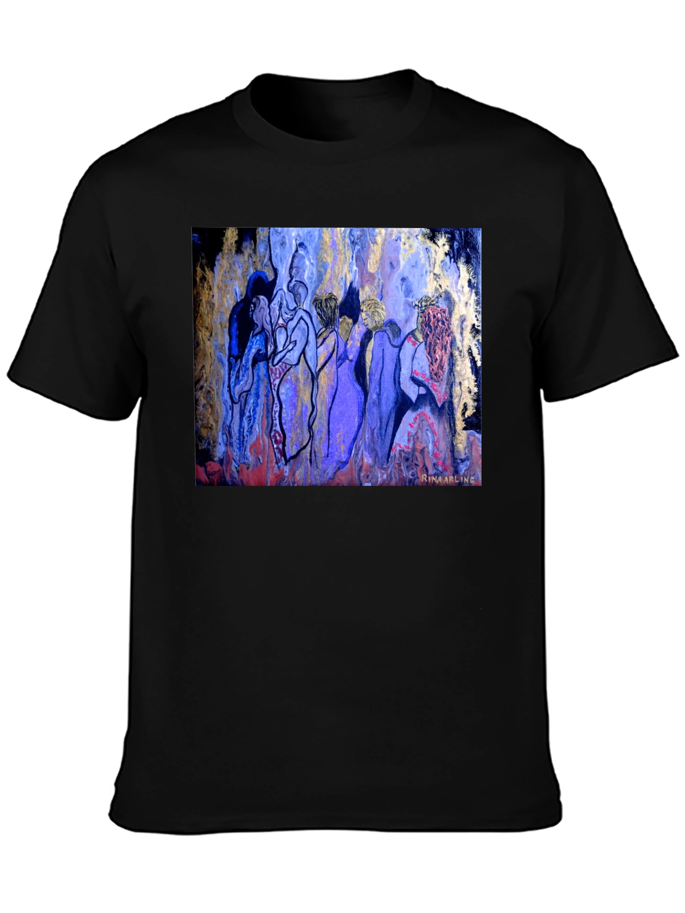 Abstract Women Art Print Black T-Shirt