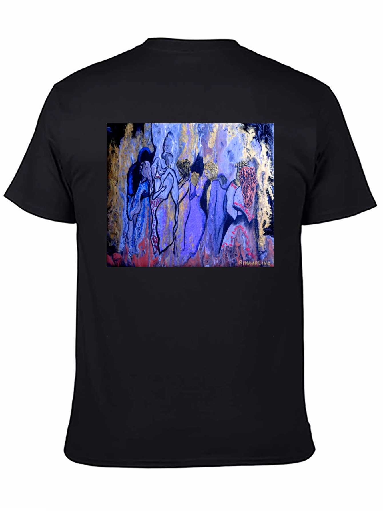 Abstract Women Art Print Black T-Shirt